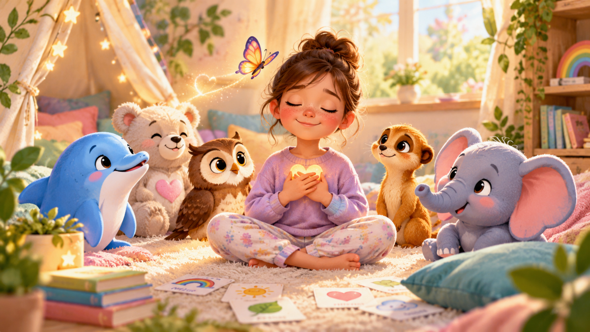 Child practising gentle calming activities with a supportive adult