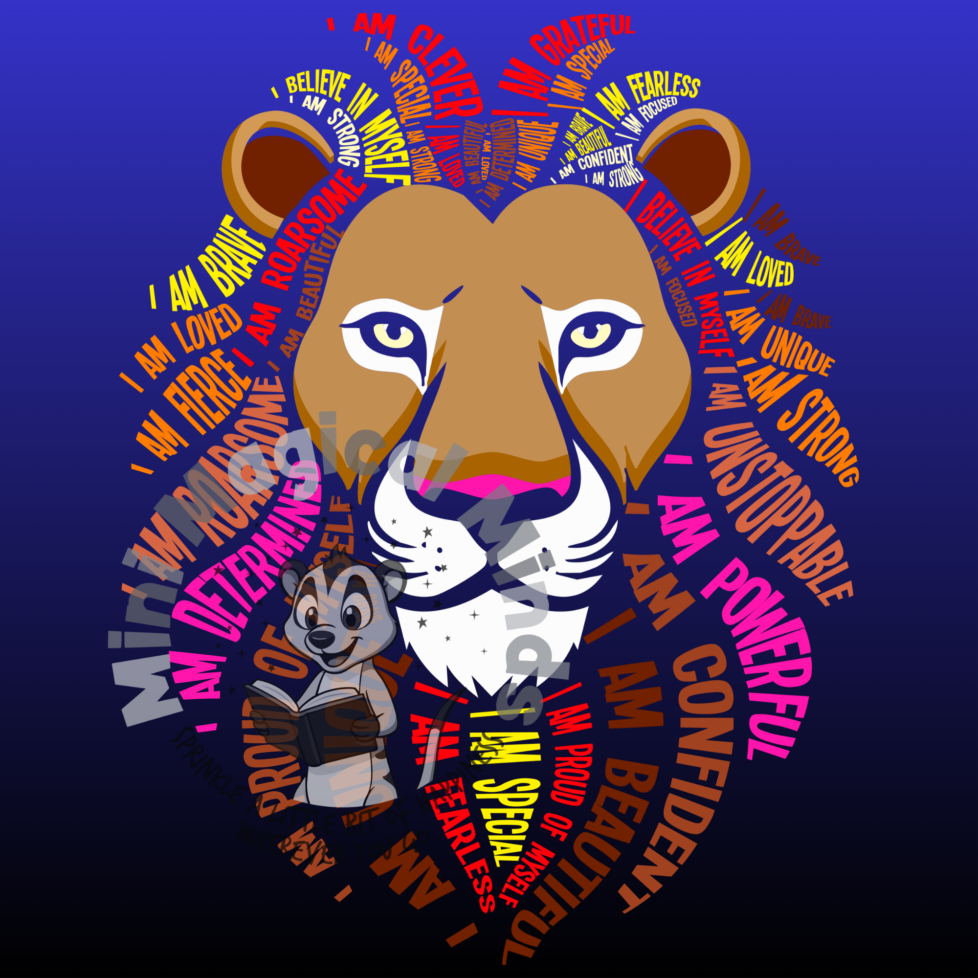 Lion Positive Affirmation Image. PDF Files.