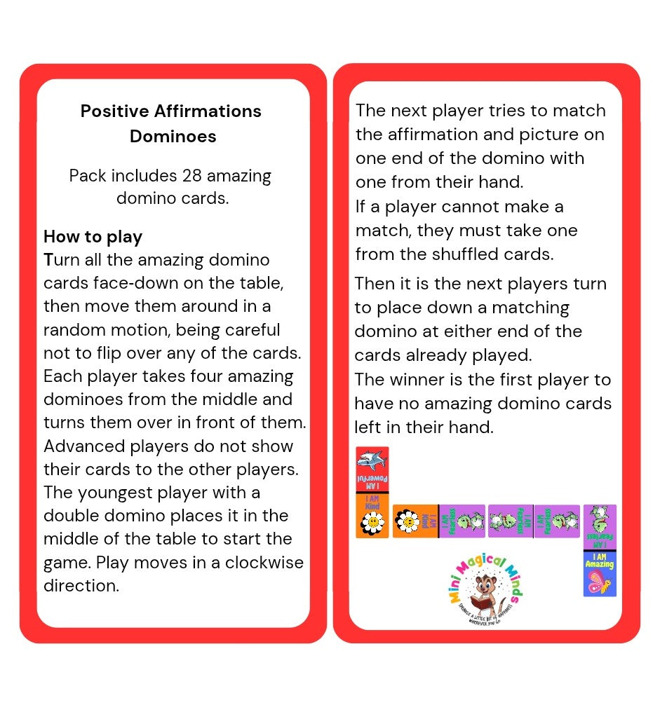 Positive Affirmations DOMINOES Card Game